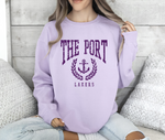 Comfort Color Distressed Millersport Lakers "The Port" Crew Sweatshirts- Lilac