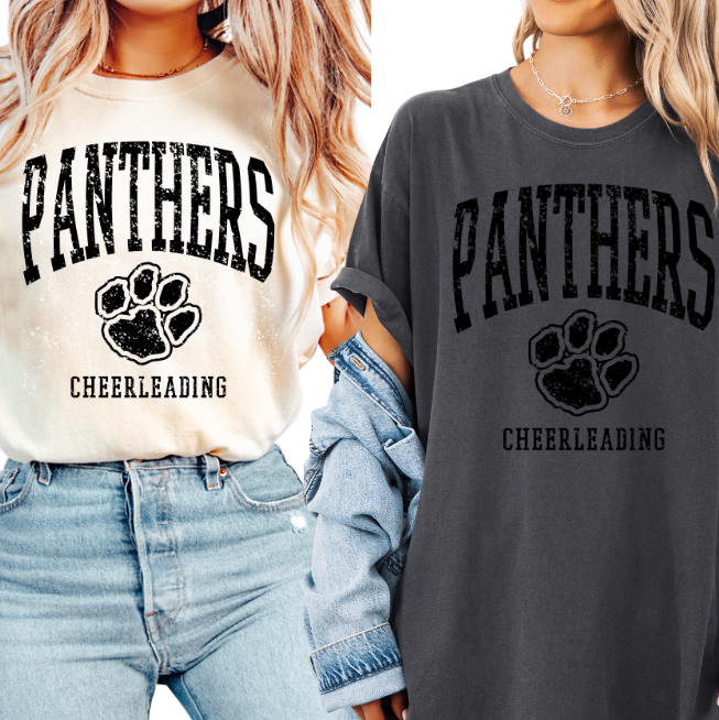 ** IVORY ADULT SMALL- 1717 PANTHERS CHEERLEADING Comfort Color Short Sleeve TEE