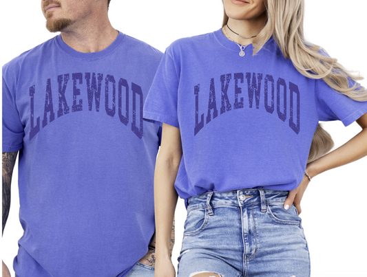1-Lakewood Throwback Flo Blue Comfort Colors ® Short Sleeve and Long Sleeve Tees