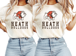 YOUTH- Heath Bulldogs Distressed Mascot Ivory Tees- RTS