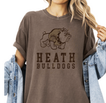 Heath Bulldogs Distressed Mascot Brown Tone on Tone Comfort Color Short Sleeve