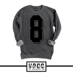 1566- *CUSTOMIZE ME* HITMEN DROP SHADOW NUMBER- Comfort Colors® CREW SWEATSHIRT- ADULT ONLY- PEPPER