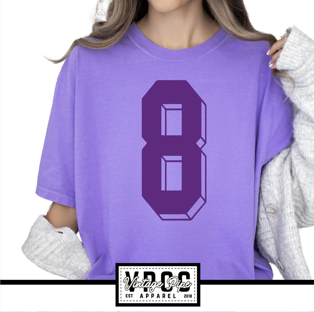 1717- *CUSTOMIZE ME* DROP SHADOW NUMBER Comfort Colors® SHORT SLEEVE TEES- YOUTH & ADULT