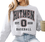 18000- OHIO HITMEN- CREW SWEATSHIRT YOUTH AND ADULT- THROWBACK FULL- ASH