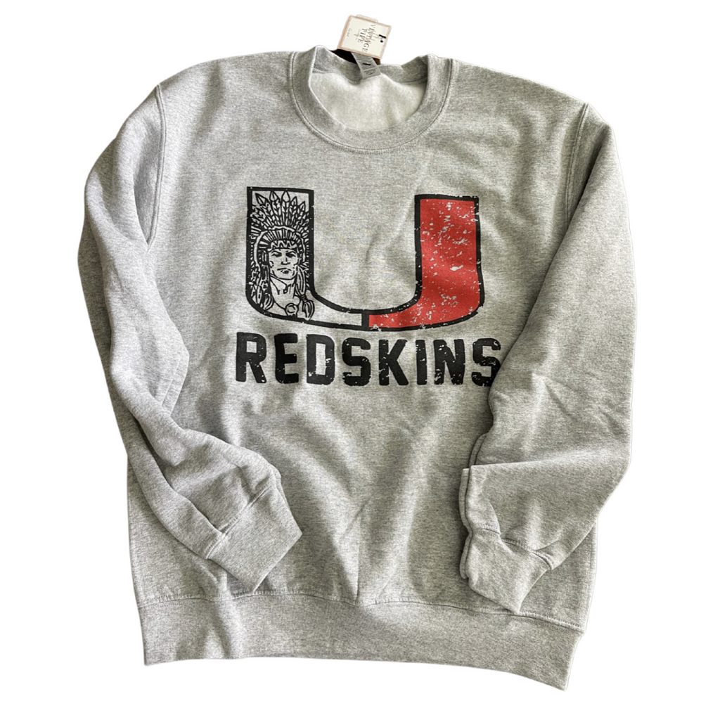 ADULT SMALL- U REDSKINS MASCOT- CREW SWEATSHIRT- RTS