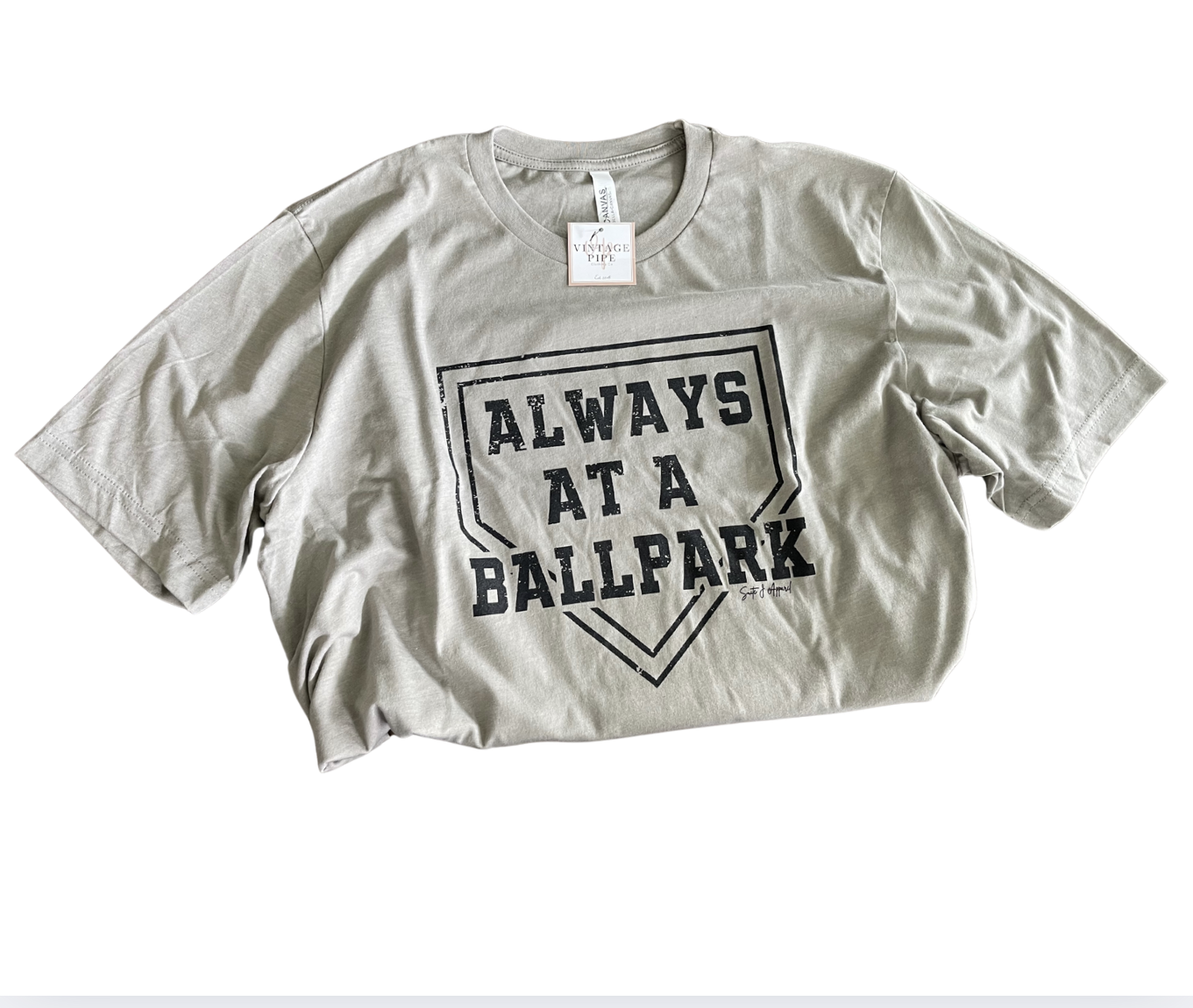 ADULT 2X- ALWAYS AT A BALLPARK- STONE TEE- RTS