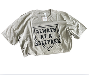 ADULT 2X- ALWAYS AT A BALLPARK- STONE TEE- RTS