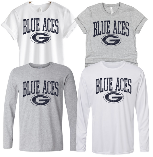 64000- BLUE ACES- UNISEX TEE YOUTH & ADULT- 90'S BLUE ACES