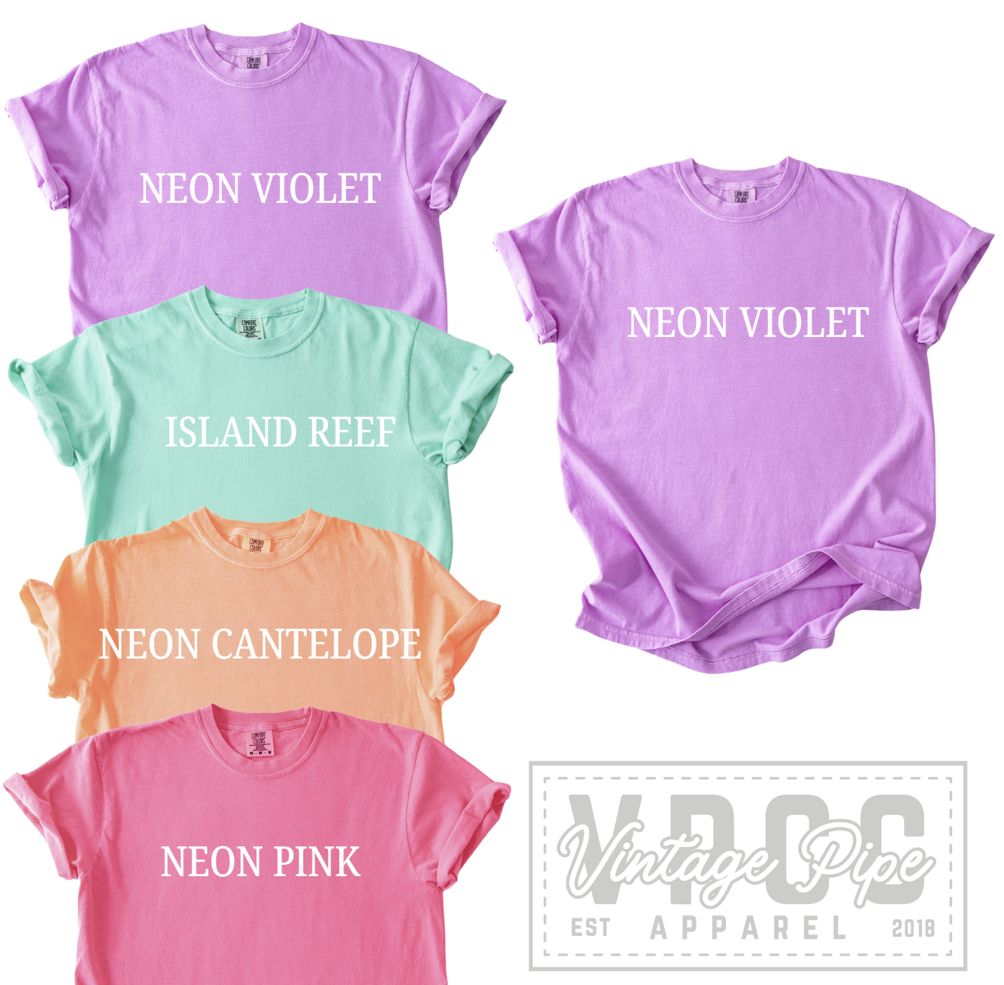 NEON DROP SHADOW NUMBER Tees- BRIGHTS