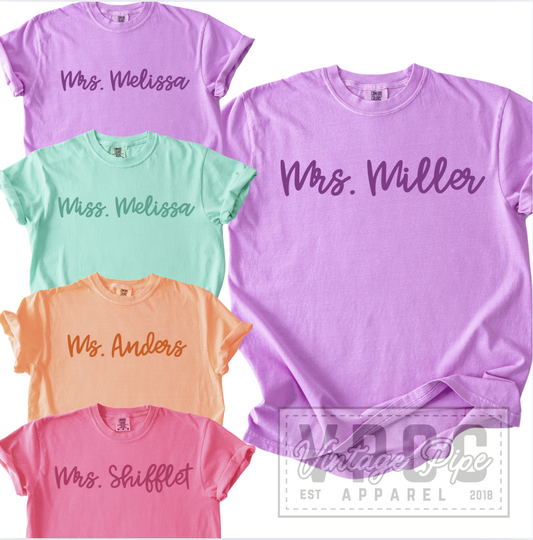 CUSTOM NAME Teacher Tees- BRIGHTS