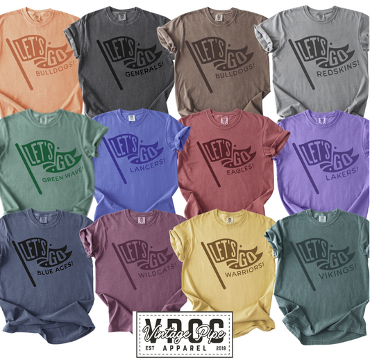 CUSTOM TONE ON TONE LETS GO PENNANT TANKS, TEES AND SWEATSHIRTS