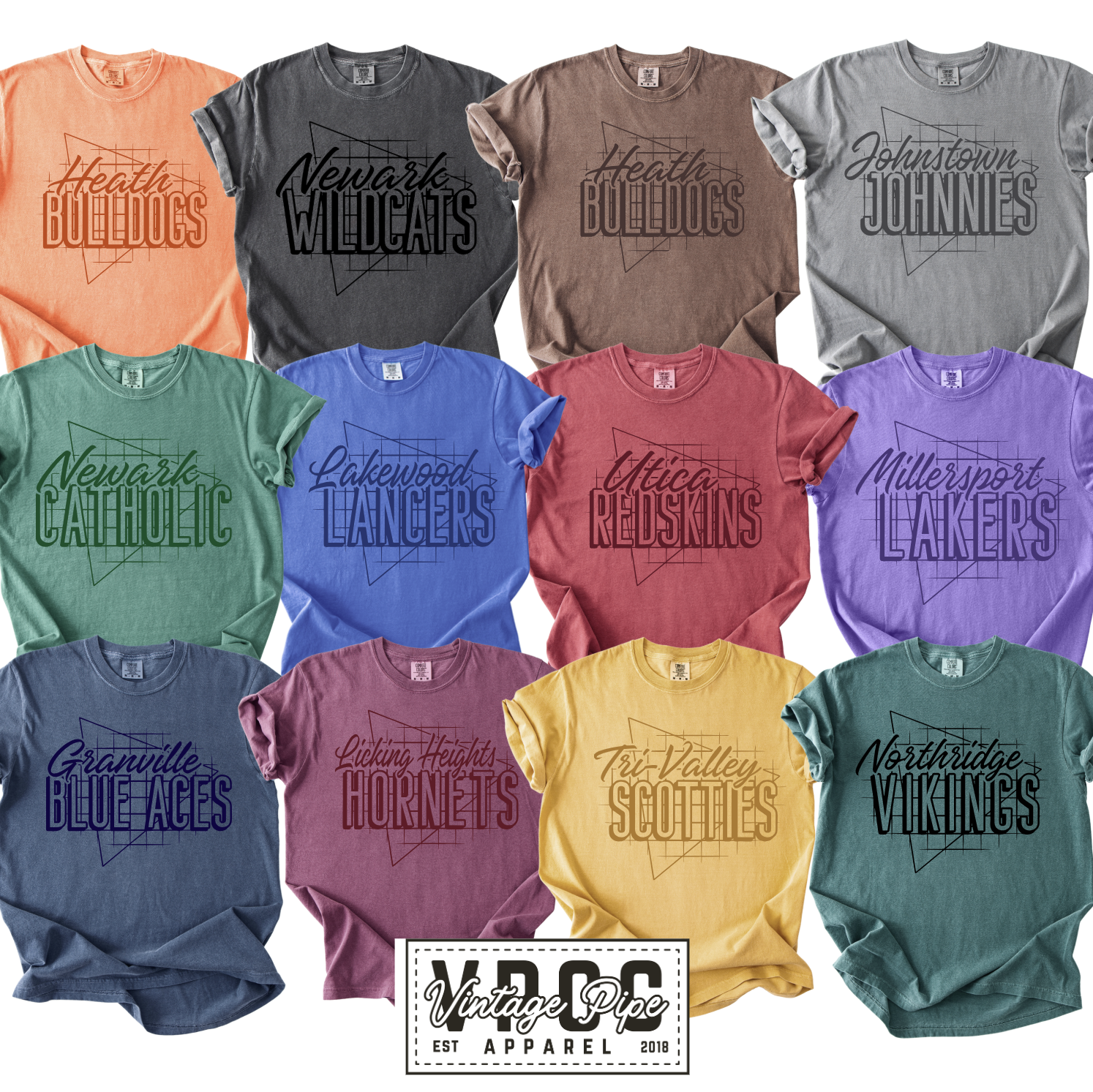 CUSTOM TONE ON TONE NEON 90S MASCOT TEES AND SWEATSHIRTS