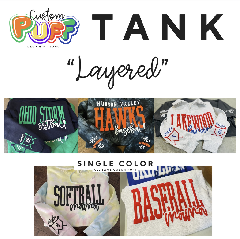 LAYERED PUFF DESIGN: Unisex Tank *SEE SIZE CHART AND FIT RECOMMENDATIONS