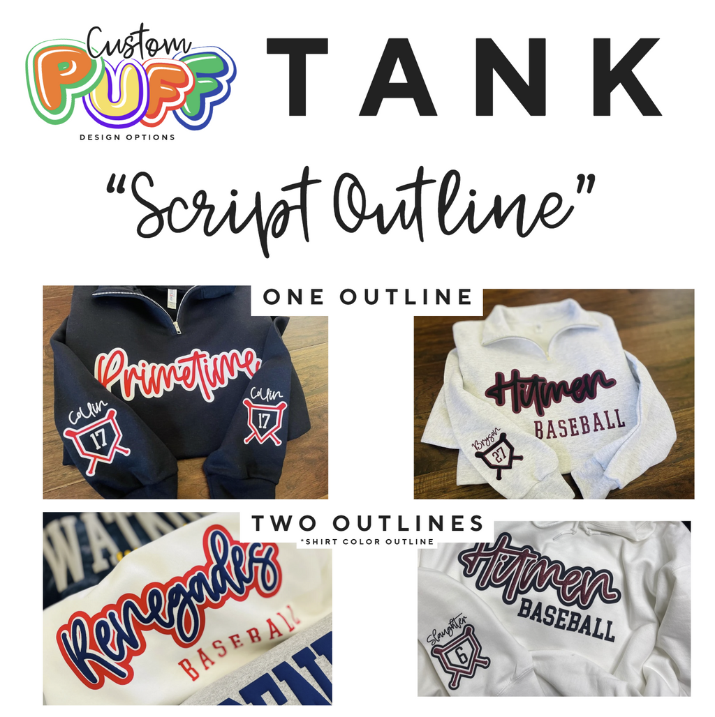 SCRIPT OUTLINE PUFF DESIGN: Unisex Tank *SEE SIZE CHART AND FIT RECOMMENDATIONS (Copy)