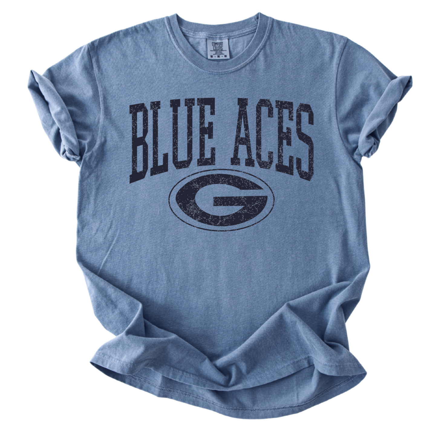 1717/9018- YOUTH AND ADULT COMFORT COLOR TEES- BLUE ACES