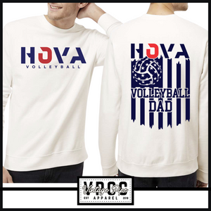 SS3000-HOVA VOLLEYBALL DAD CREW SWEATSHIRT- ADULT ONLY- IVORY