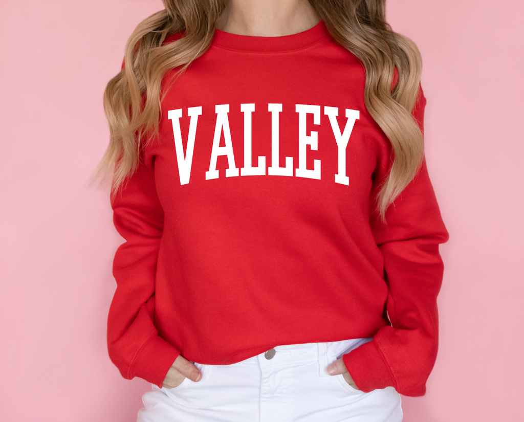 Red (White print) Valley Puff sweatshirts (Toddler, Youth & Adult)