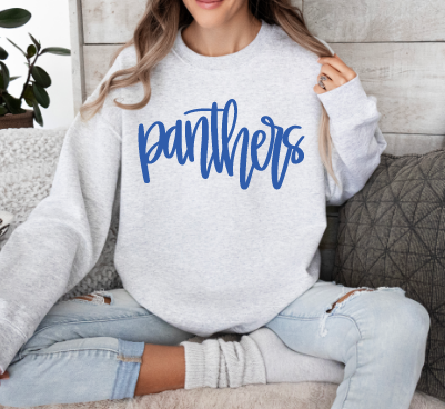 Ash (Blue print) Panther Script Puff sweatshirts