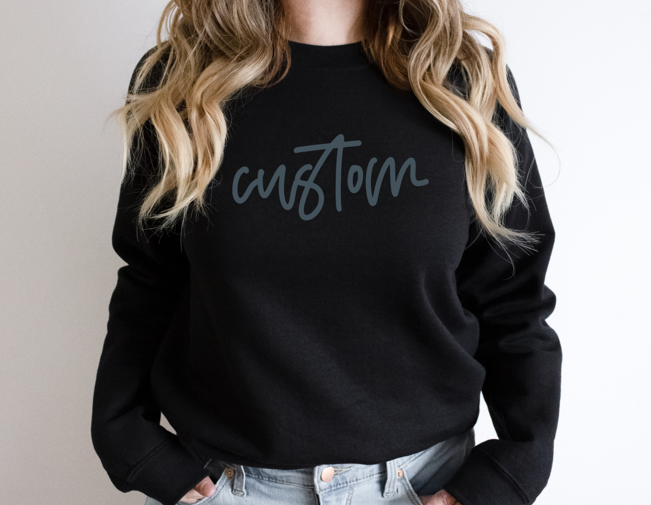 Black on Black Custom Puff Sweatshirts