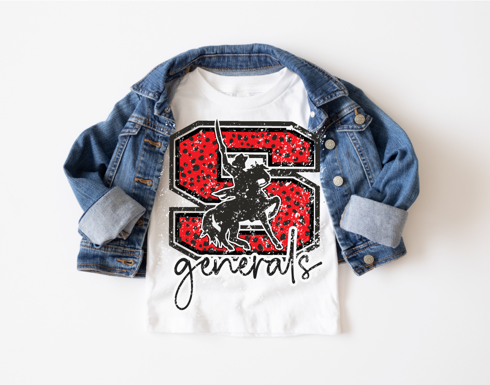 ** YOUTH XL- ASH- Leopard Dot Distressed Generals Tee- RTS