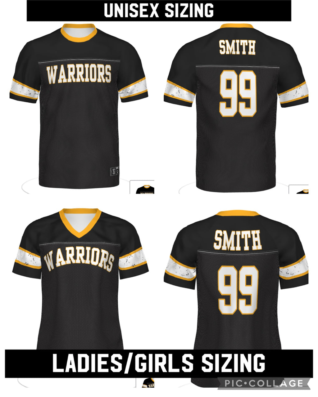 Warriors Faux Football Jersey Tees