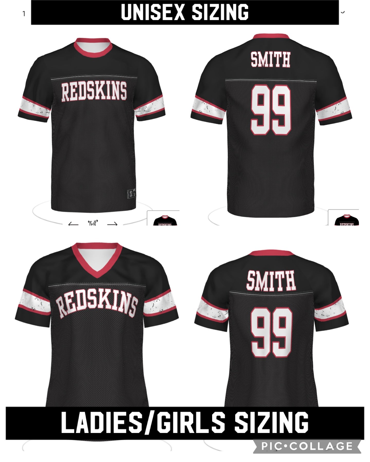 Redskins Faux Football Jersey Tees