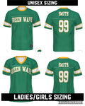 Green Wave Faux Football Jersey Tees