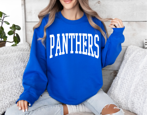 Blue (White print) Panthers Block Puff sweatshirts (Toddler, Youth & Adult)