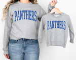 Grey (Blue print) Panthers Block Puff sweatshirts (Toddler, Youth & Adult)