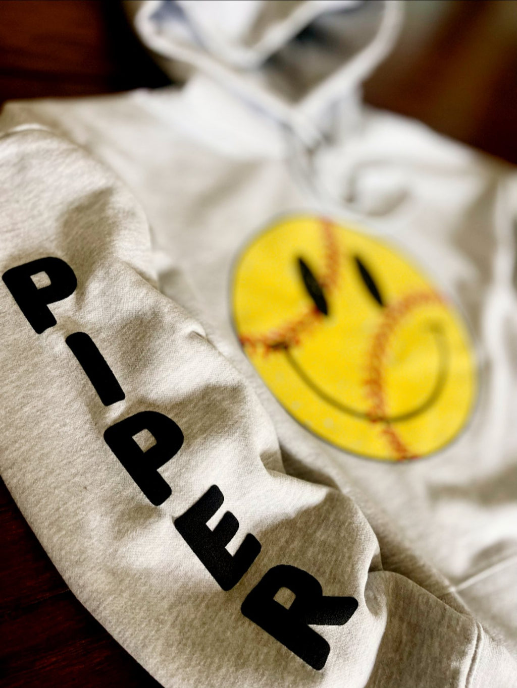 Softball Smiley Unisex Crew Sweatshirts, Cropped Hoodies & Unisex Hoodies- YOUTH & ADULT SIZES