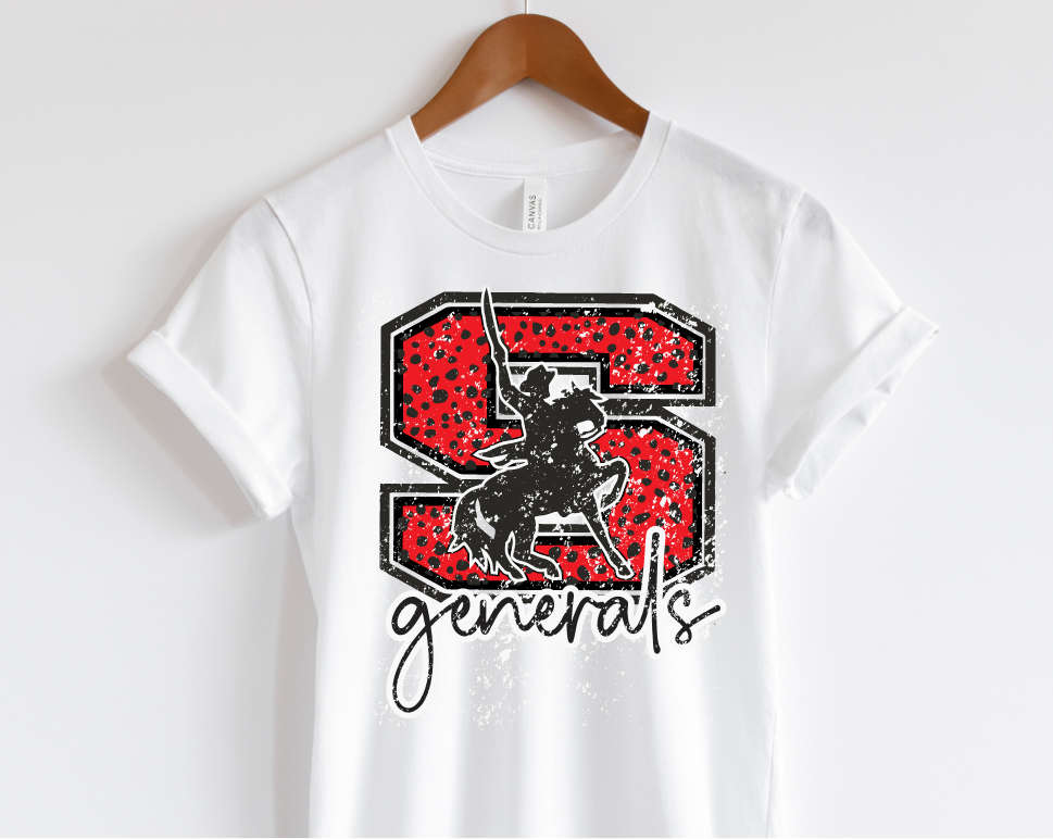 ** YOUTH XL- ASH- Leopard Dot Distressed Generals Tee- RTS