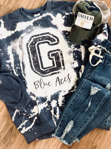 Bleached and Distressed Granville School Spirit Shirt