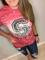 Bleached and Distressed JOHNSTOWN School Spirit Top